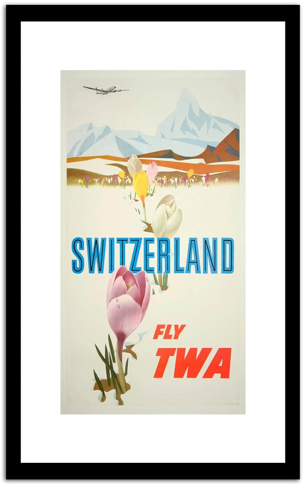 Switzerland Fly Twa  Vintage Poster Fine Art Print