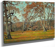 Sycamores And Wild Flowers Believed To Be Irvine Park By William Wendt Fine Art Print
