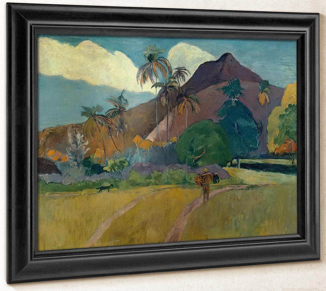 Tahitian Landscape With Mountains By Paul Gauguin Fine Art Print