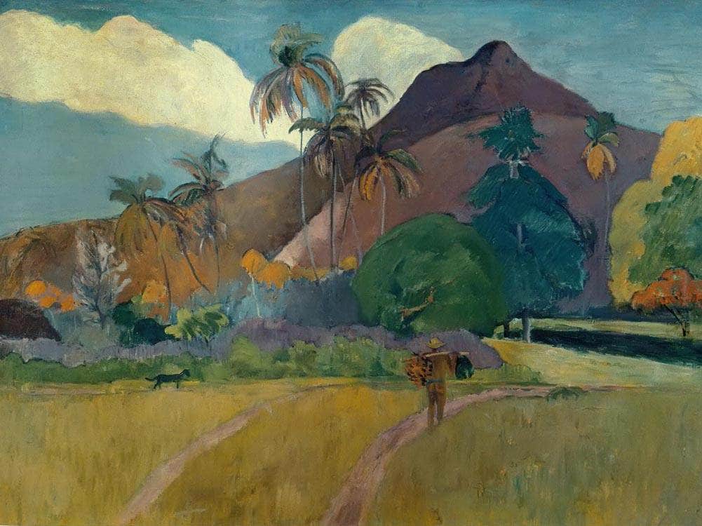 Tahitian Landscape With Mountains By Paul Gauguin Fine Art Print