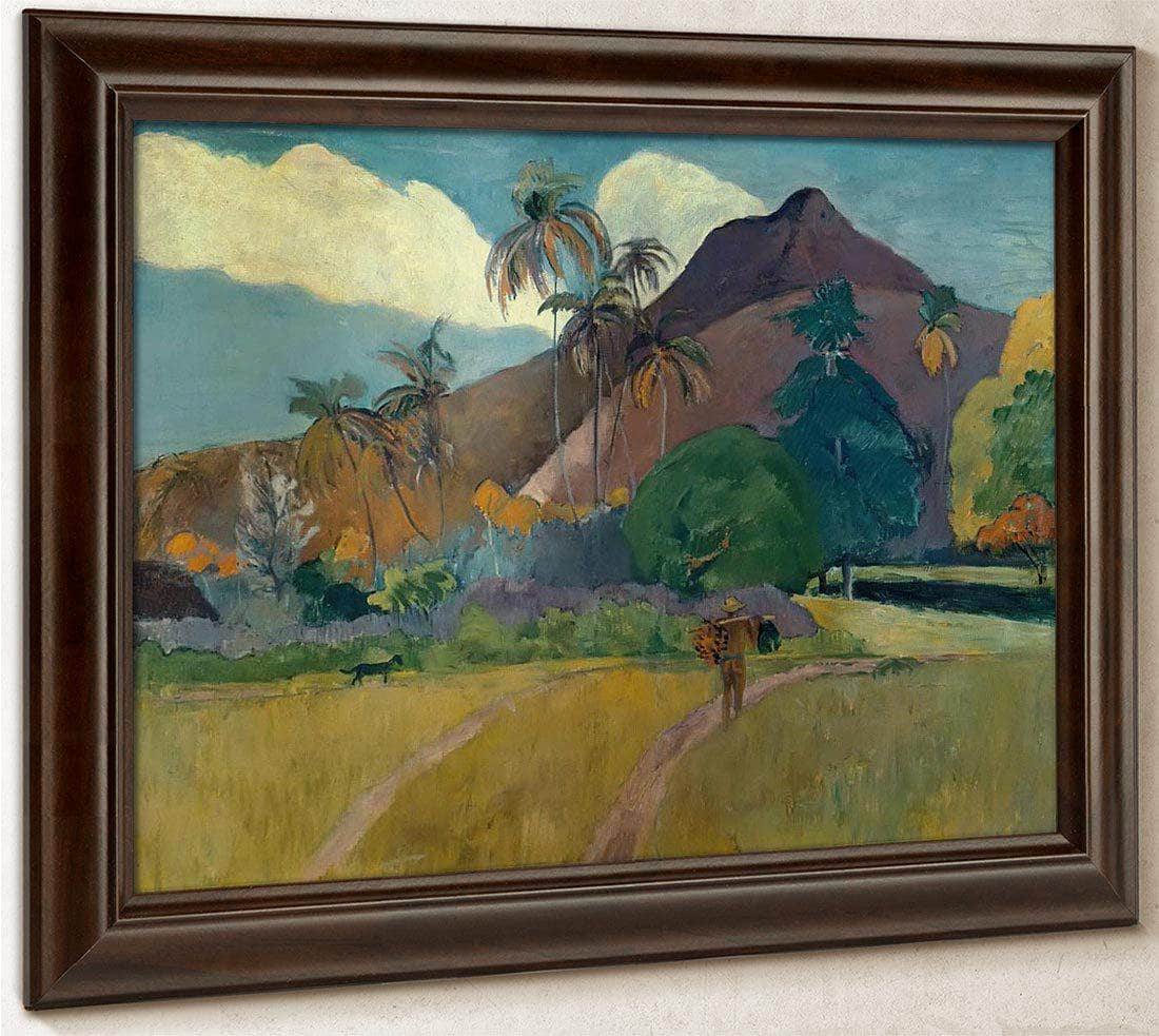 Tahitian Landscape With Mountains By Paul Gauguin Fine Art Print