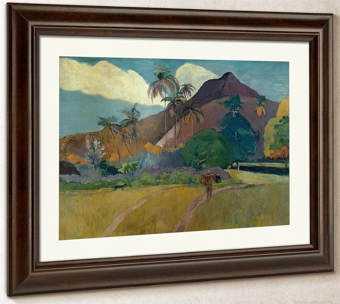 Tahitian Landscape With Mountains By Paul Gauguin Fine Art Print