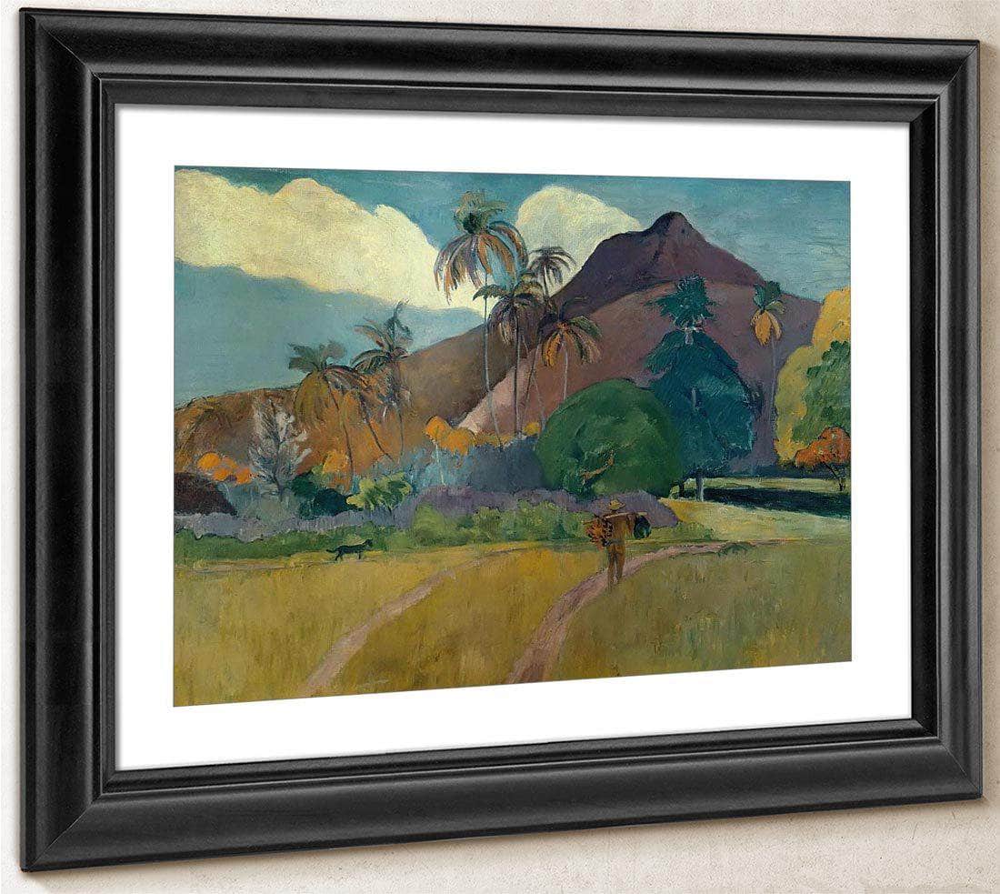 Tahitian Landscape With Mountains By Paul Gauguin Fine Art Print