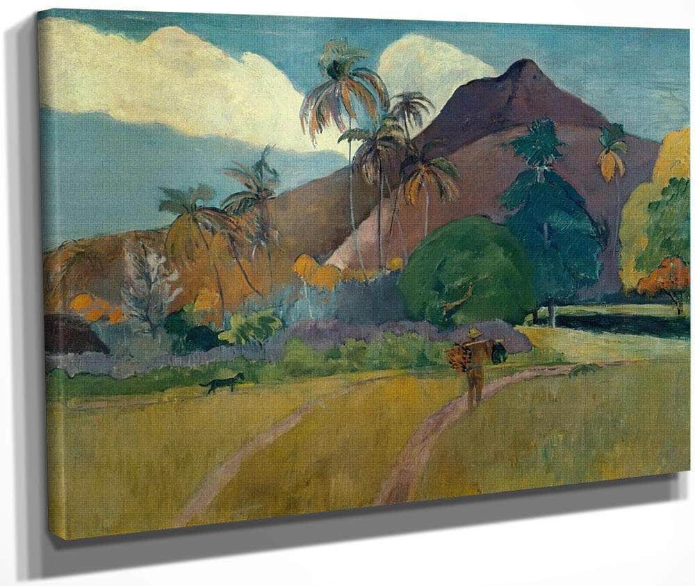 Tahitian Landscape With Mountains By Paul Gauguin Fine Art Print