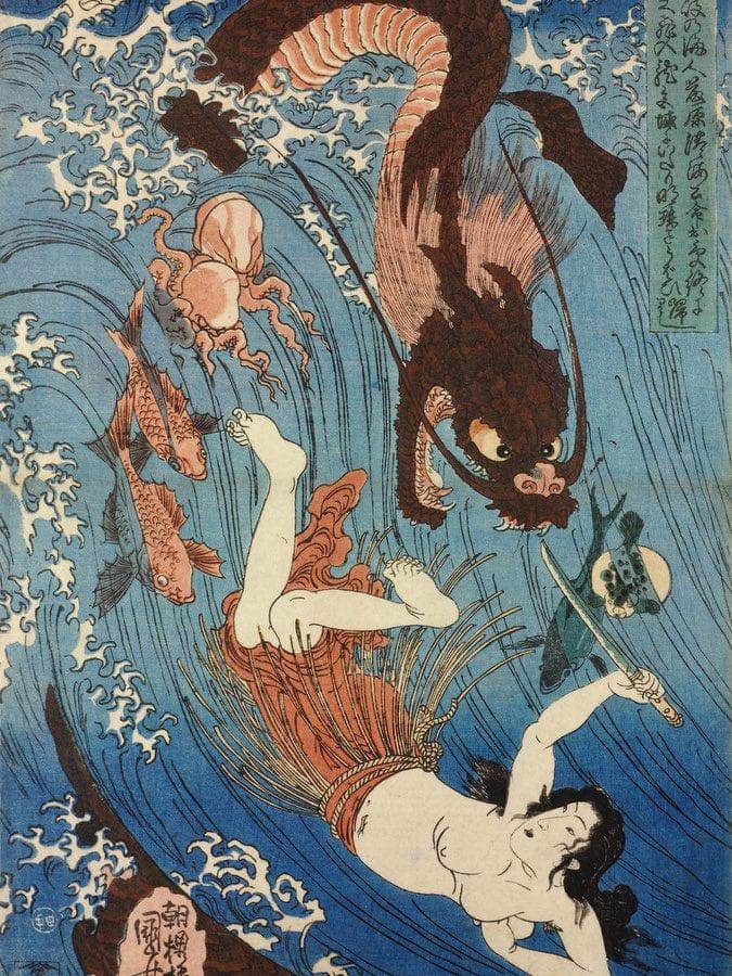 Tamatori Escaping From The Dragon King 1853 By Utagawa Kuniyoshi Fine Art Print