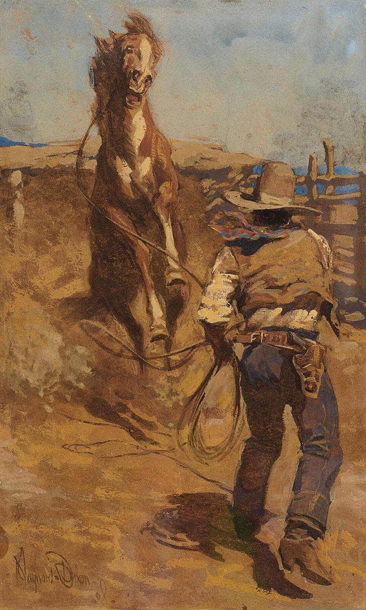 Taming The New Bronc By Maynard Dixon Fine Art Print