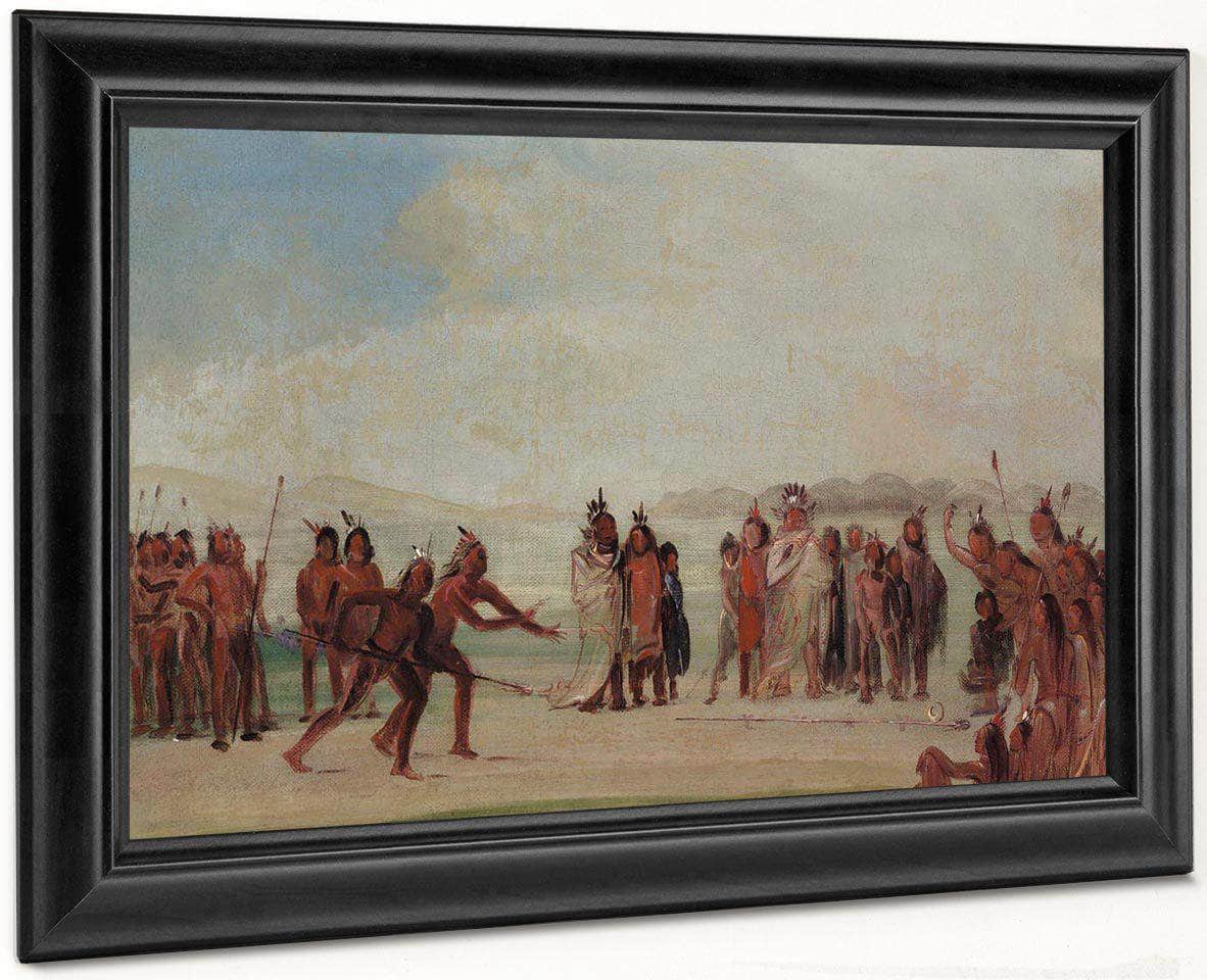 Tchung Kee, A Mandan Game Played With A Ring And Pole By George Catlin Fine Art Print