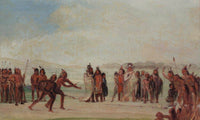 Tchung Kee, A Mandan Game Played With A Ring And Pole By George Catlin Fine Art Print