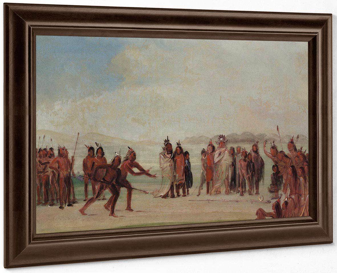 Tchung Kee, A Mandan Game Played With A Ring And Pole By George Catlin Fine Art Print