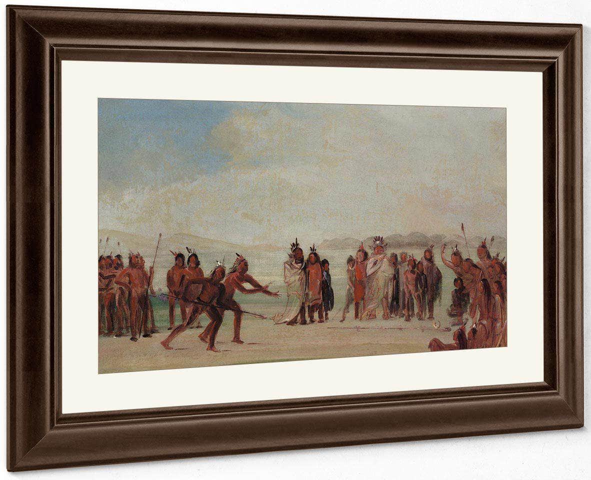 Tchung Kee, A Mandan Game Played With A Ring And Pole By George Catlin Fine Art Print