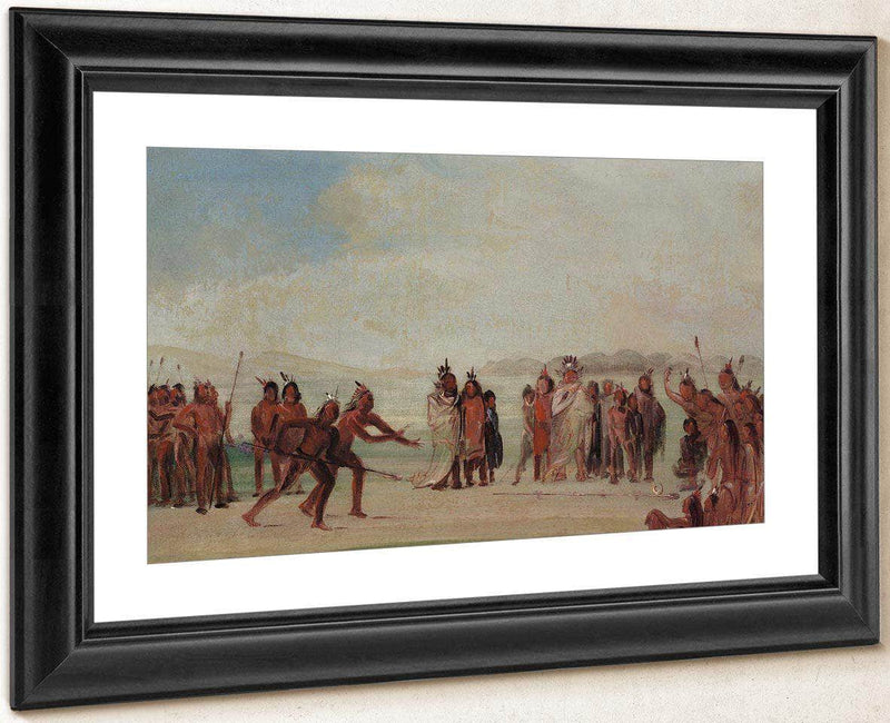 Tchung Kee, A Mandan Game Played With A Ring And Pole By George Catlin Fine Art Print