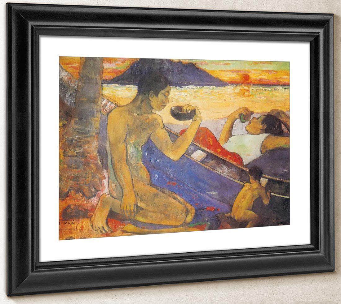 Te Vaa ( The Canoe) Or A Thahitian Family By Paul Gauguin Fine Art Print