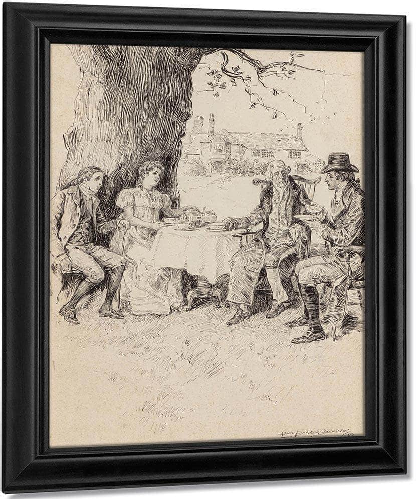 Tea In The Garden Possible Interior Illustration 1897 By Alice Barber Stephens Fine Art Print