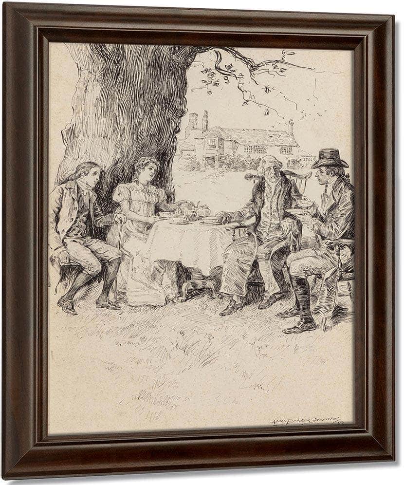 Tea In The Garden Possible Interior Illustration 1897 By Alice Barber Stephens Fine Art Print