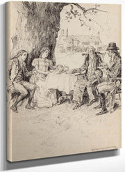 Tea In The Garden Possible Interior Illustration 1897 By Alice Barber Stephens Fine Art Print
