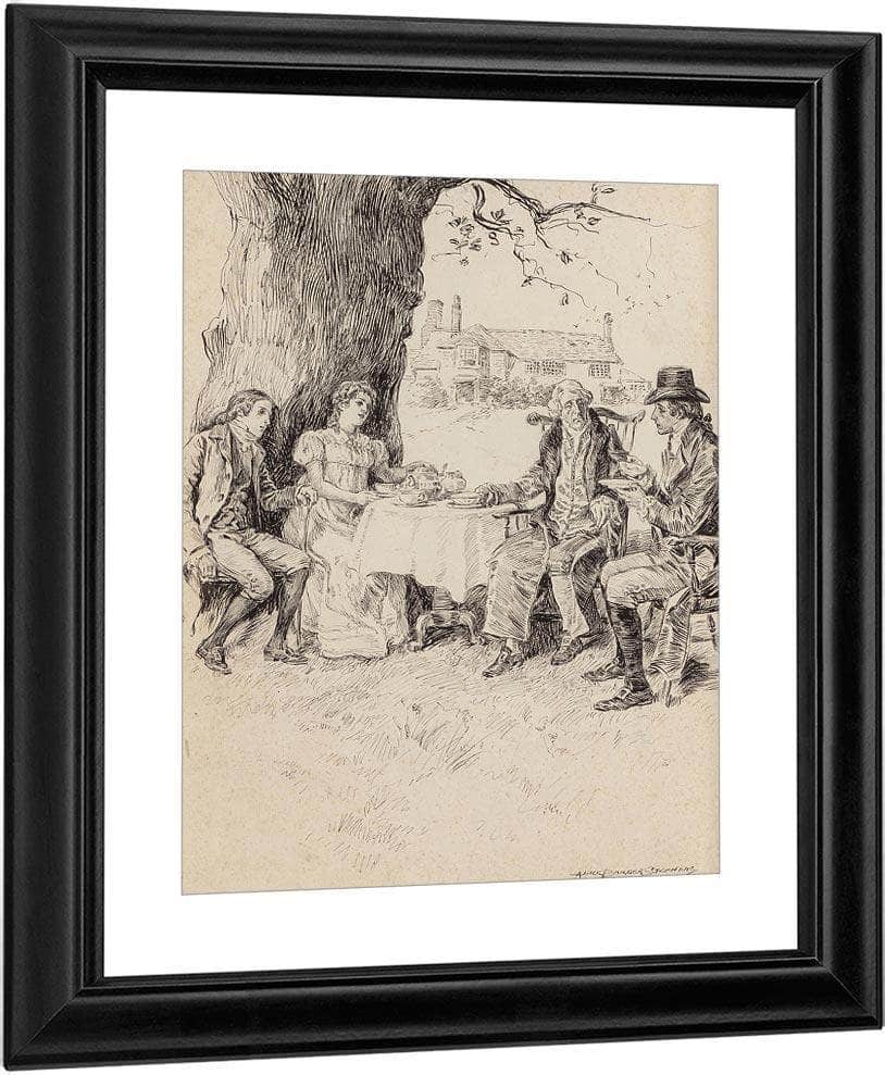 Tea In The Garden Possible Interior Illustration 1897 By Alice Barber Stephens Fine Art Print