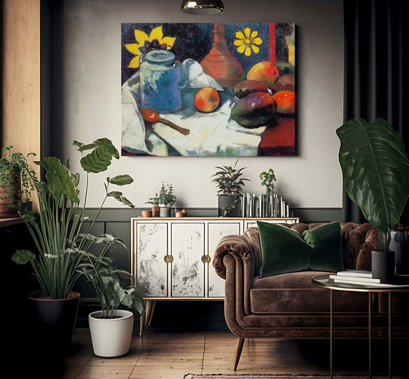 Teapot And Fruits By Paul Gauguin Fine Art Print