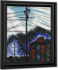 Telegraph Poles With Buildings By Joseph Stella Fine Art Print