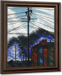 Telegraph Poles With Buildings By Joseph Stella Fine Art Print