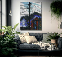 Telegraph Poles With Buildings By Joseph Stella Fine Art Print