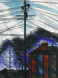 Telegraph Poles With Buildings By Joseph Stella Fine Art Print