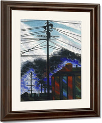 Telegraph Poles With Buildings By Joseph Stella Fine Art Print