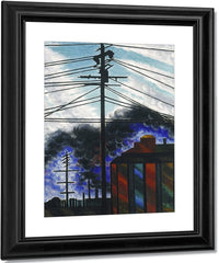 Telegraph Poles With Buildings By Joseph Stella Fine Art Print