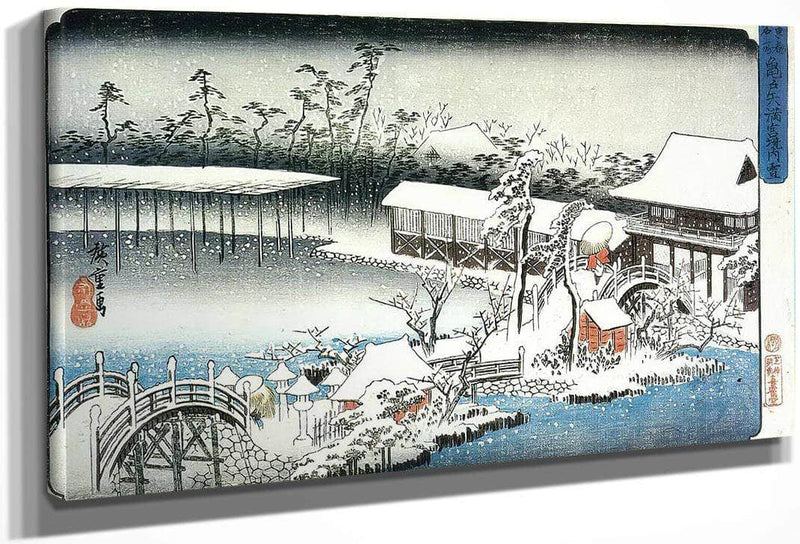 Temple Complex In The Snow By Hiroshige Fine Art Print