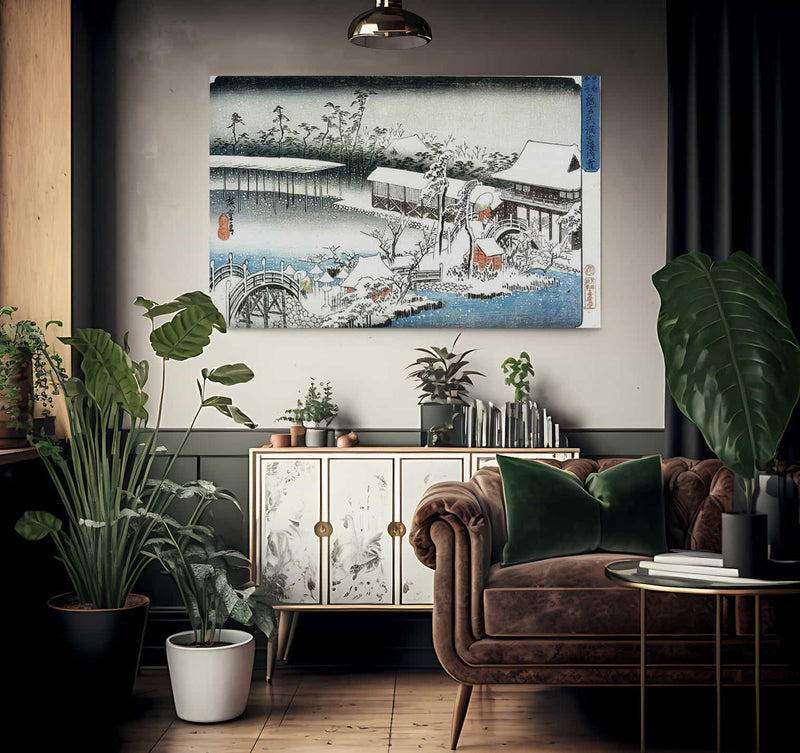 Temple Complex In The Snow By Hiroshige Fine Art Print