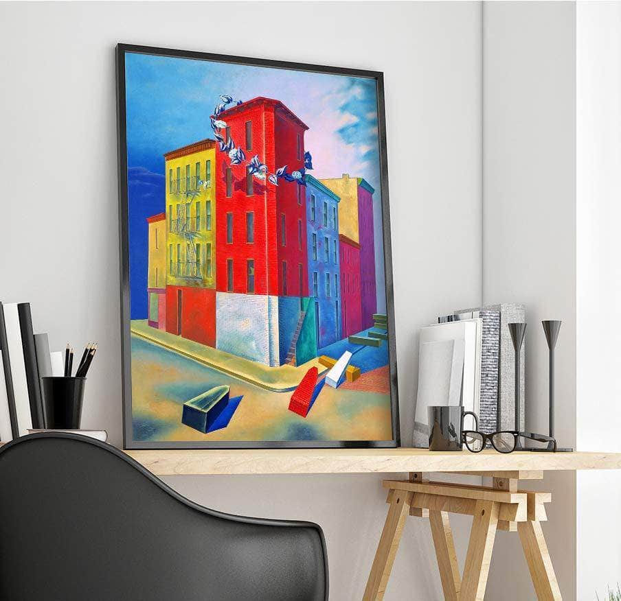 Tenements Painting Osvaldo Louis Guglielmi Canvas Art Fine Art Print