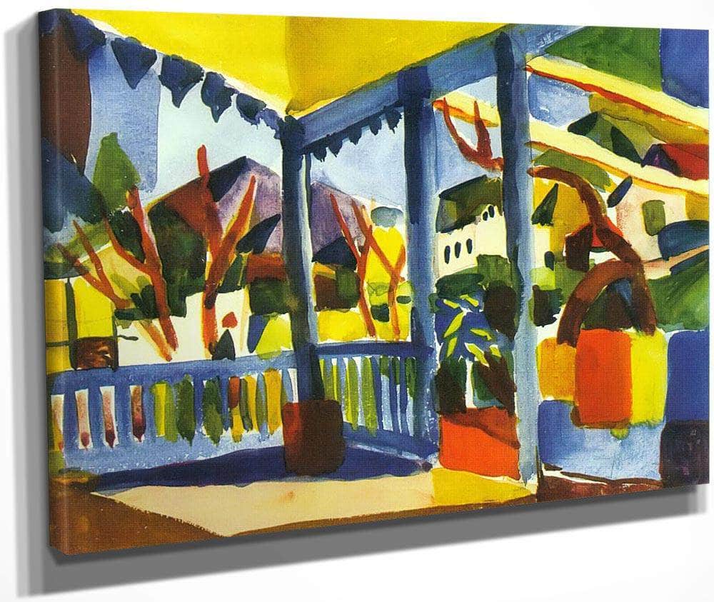 Terrace Of The Vila In St Germain By August Macke Fine Art Print