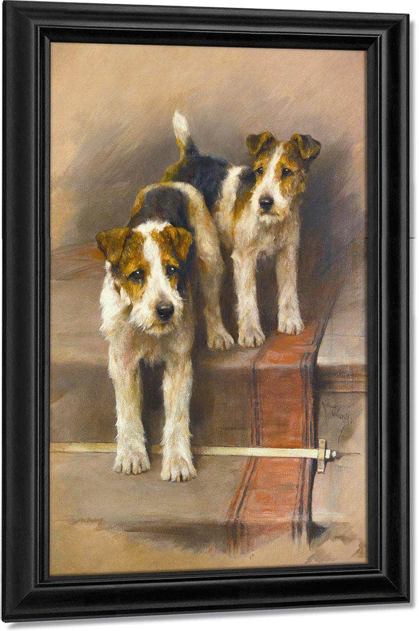 Terriers On A Staircase By Arthur Wardle Fine Art Print