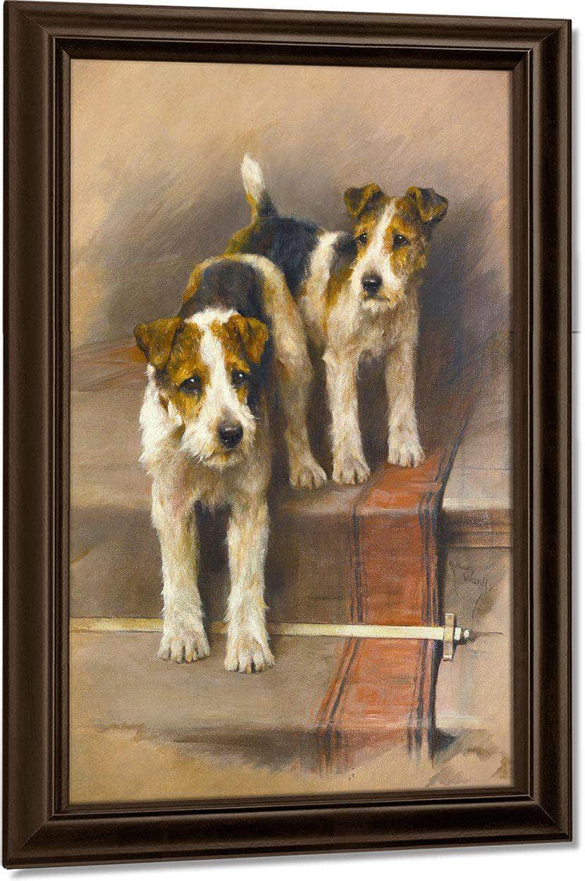 Terriers On A Staircase By Arthur Wardle Fine Art Print