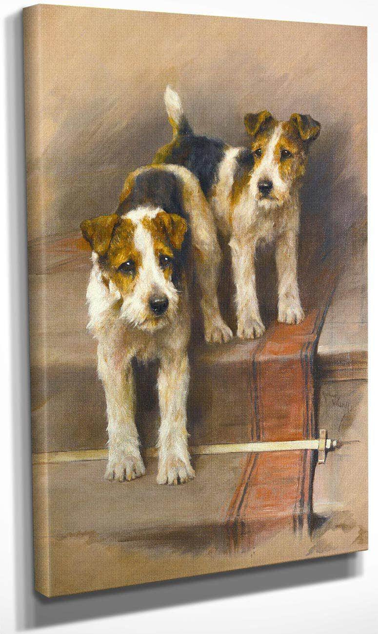 Terriers On A Staircase By Arthur Wardle Fine Art Print