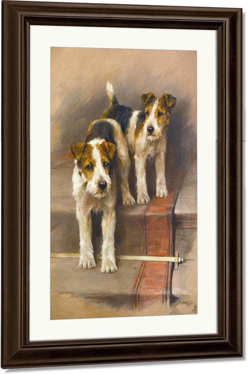 Terriers On A Staircase By Arthur Wardle Fine Art Print