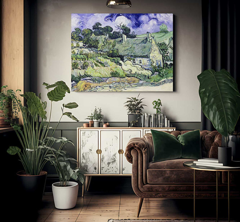 Thatched Cottages At Cordeville Auvers Sur Oise By Vincent Van Gogh Fine Art Print