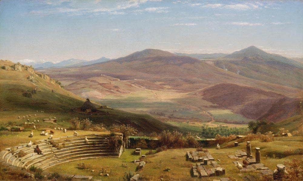 The Amphitheatre Of Tusculum And Albano Mountains, Rome By Worthington Whittredge Fine Art Print