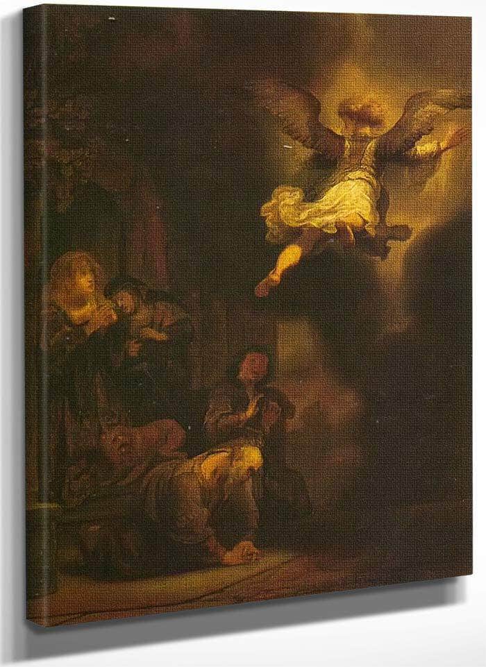 The Angel Leaving Tobias And His Family 1637 By Rembrandt Fine Art Print