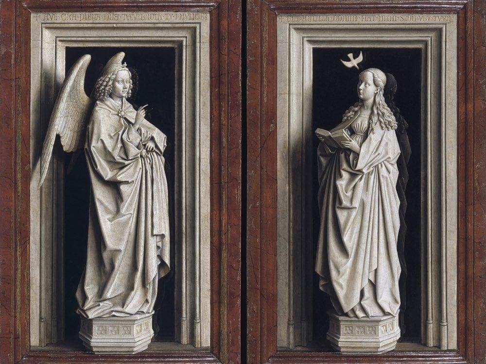 The Annuciation Diptych By Jan Van Eyck Fine Art Print