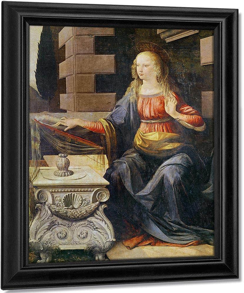 The Annunciation Detail Of The Virgin By Leonardo Da Vinci Fine Art Print
