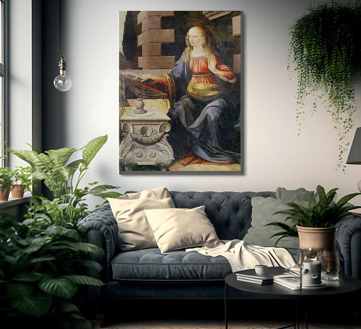 The Annunciation Detail Of The Virgin By Leonardo Da Vinci Fine Art Print