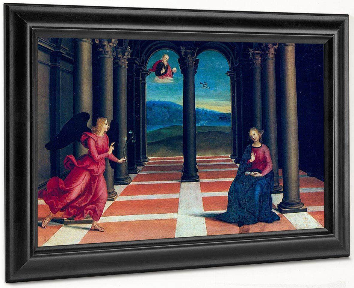 The Annunciation (From Thepredella Of The Coronation Of The Virgin) By Raphael Fine Art Print