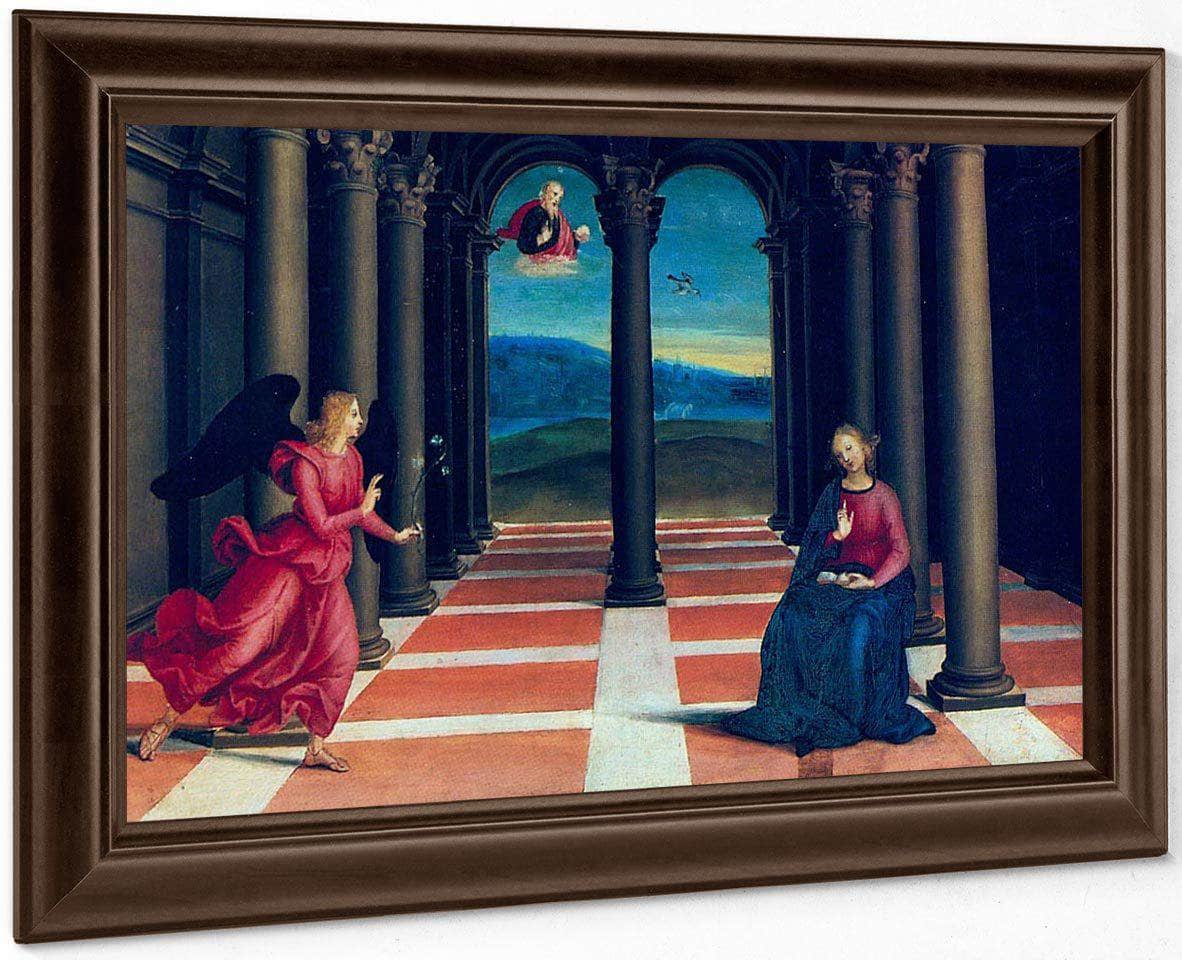 The Annunciation (From Thepredella Of The Coronation Of The Virgin) By Raphael Fine Art Print