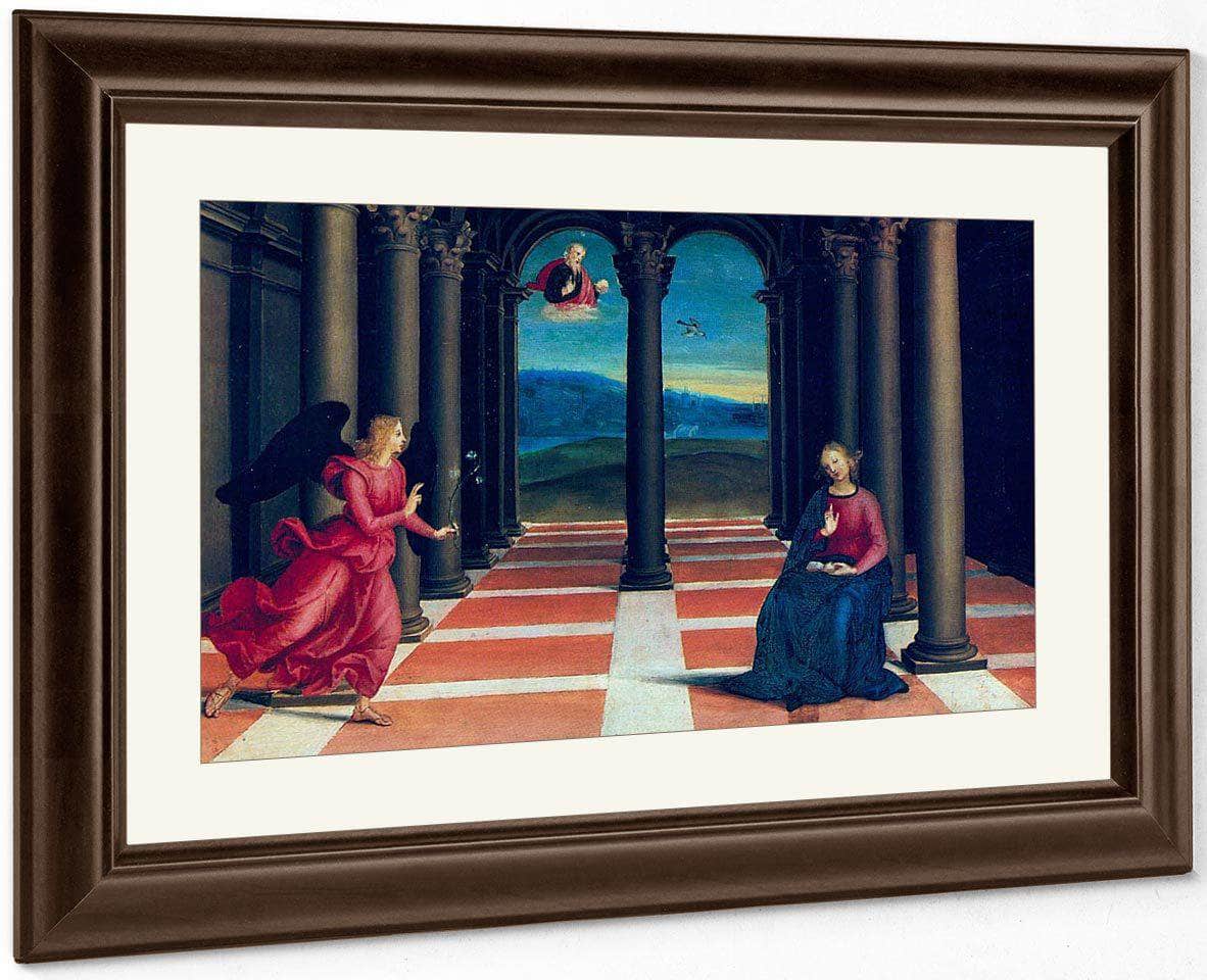 The Annunciation (From Thepredella Of The Coronation Of The Virgin) By Raphael Fine Art Print