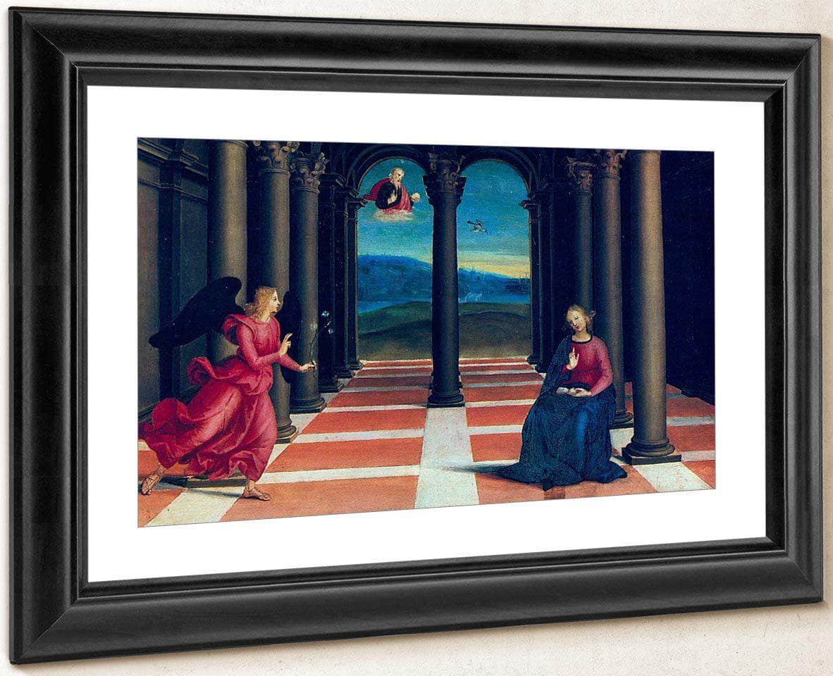 The Annunciation (From Thepredella Of The Coronation Of The Virgin) By Raphael Fine Art Print