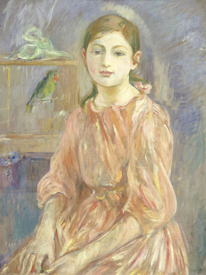 The Artist's Daughter With A Parakeet By Berthe Morisot Fine Art Print