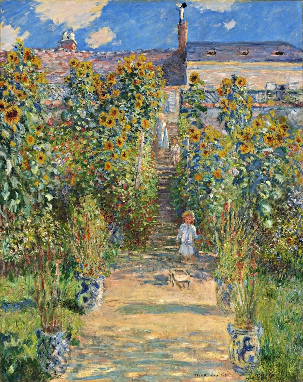 The Artist's Garden At Vetheuil Painting Claude Monet Canvas Art Fine Art Print