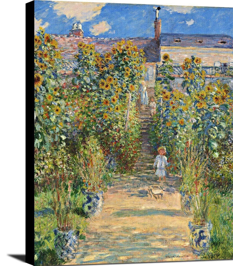 The Artist's Garden At Vetheuil Painting Claude Monet Canvas Art Fine Art Print