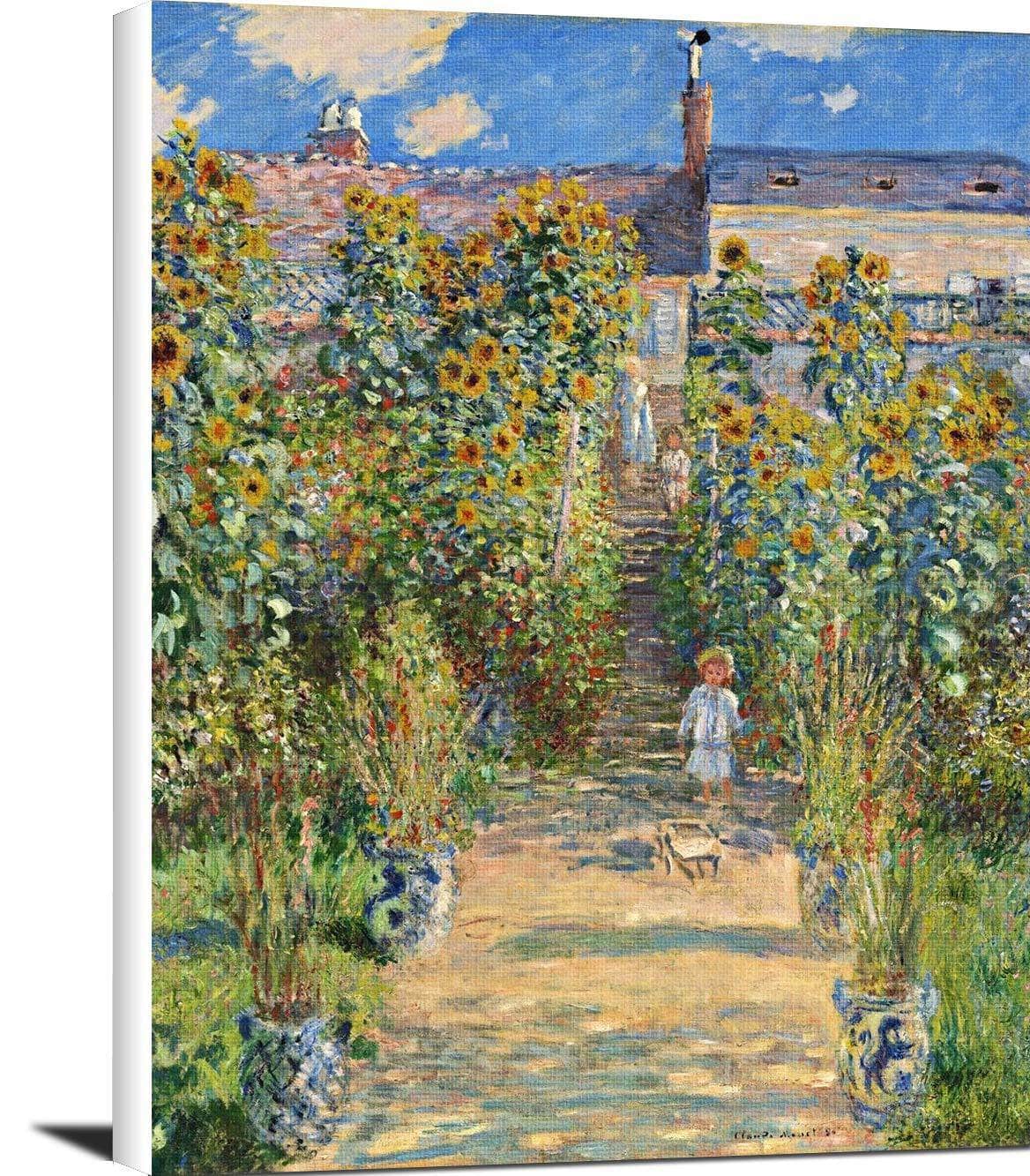 The Artist's Garden At Vetheuil Painting Claude Monet Canvas Art Fine Art Print