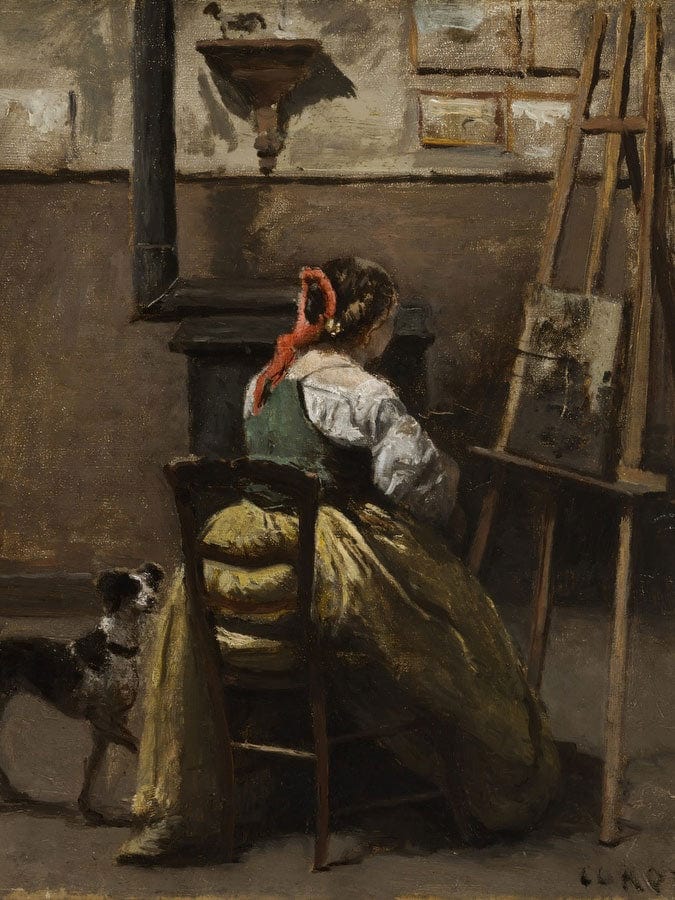 The Artist's Studio By Jean Baptiste Camille Corot Fine Art Print